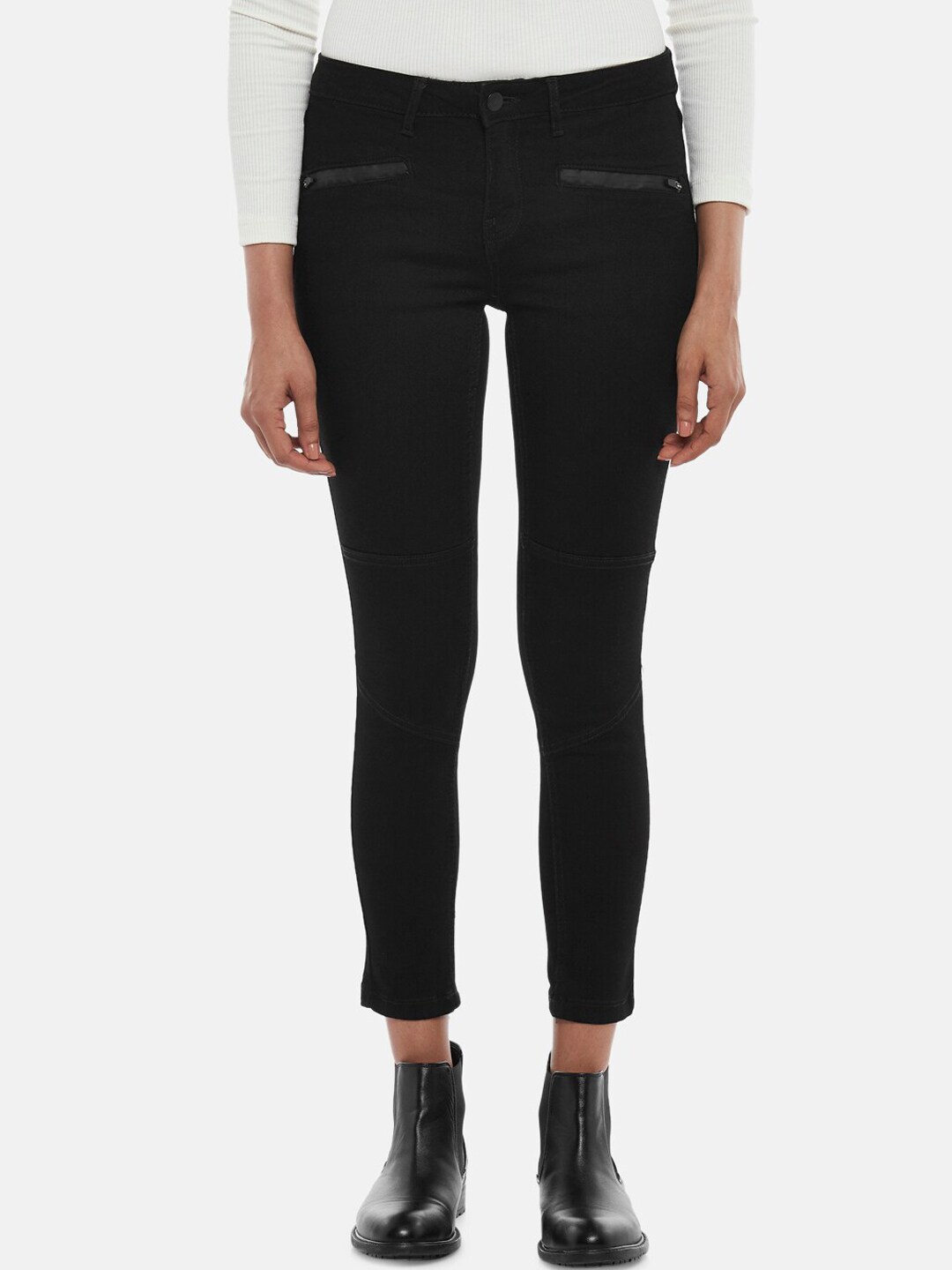 SF JEANS by Pantaloons Women Black Skinny Fit Jeans Price in India