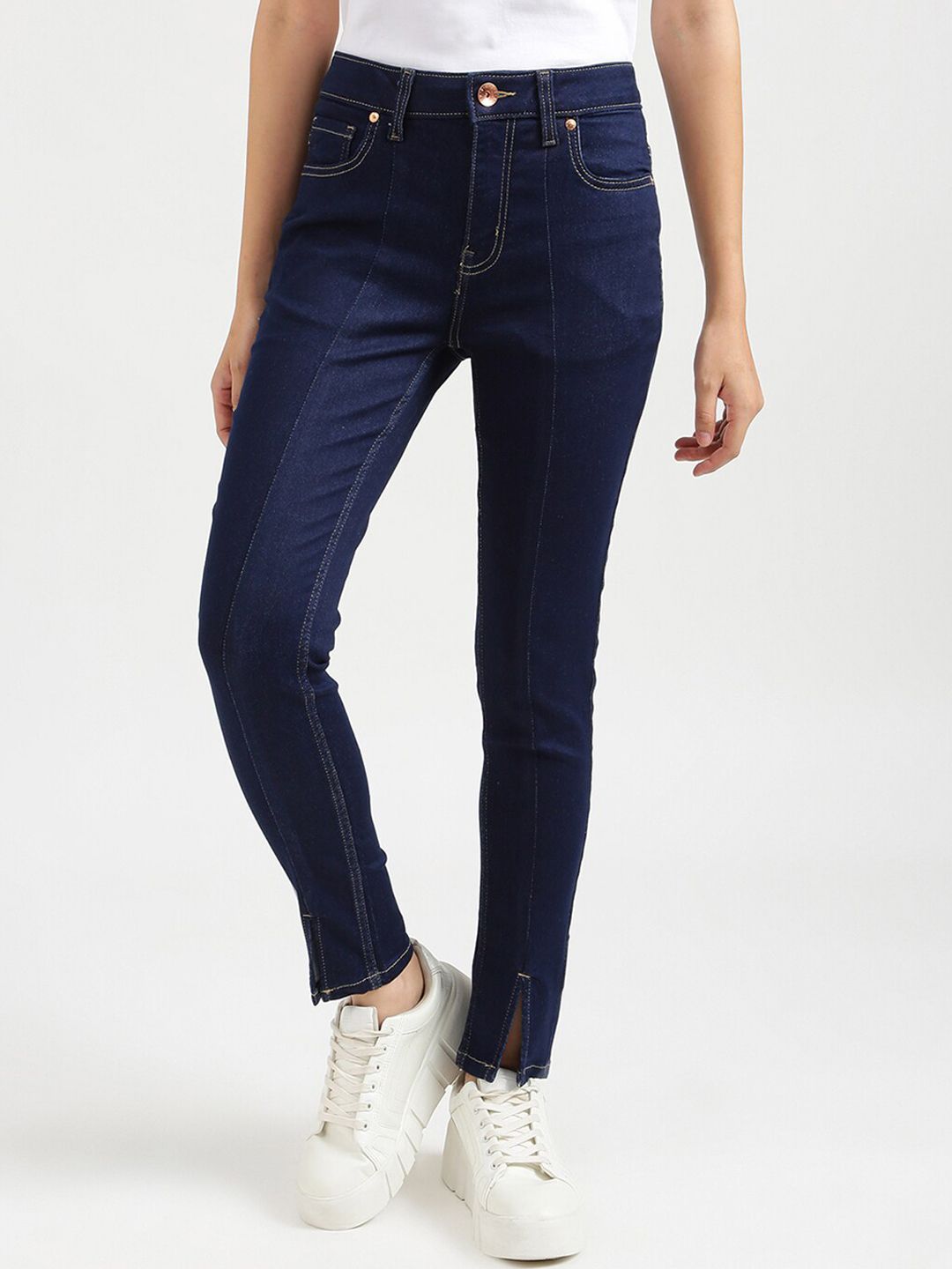 United Colors of Benetton Women Navy Blue Slim Fit Jeans Price in India