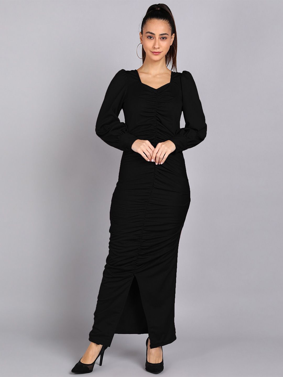 Shashvi Black Women Bodycon Western Maxi Dress Price in India