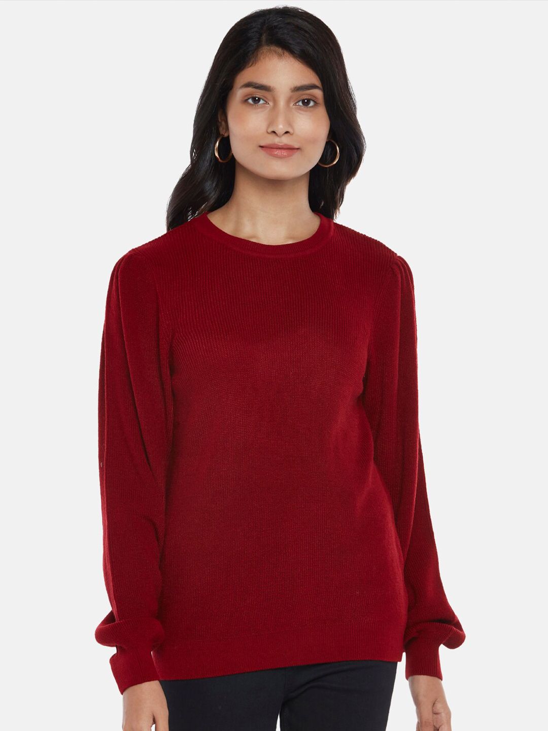 Honey by Pantaloons Women Maroon Cable Knit Pullover Price in India