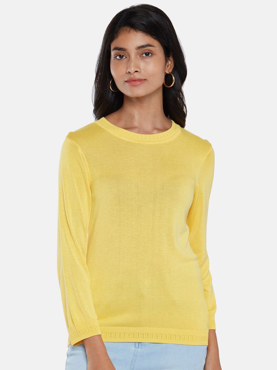 Honey by Pantaloons Women Yellow  Cable Knit Pullover Price in India