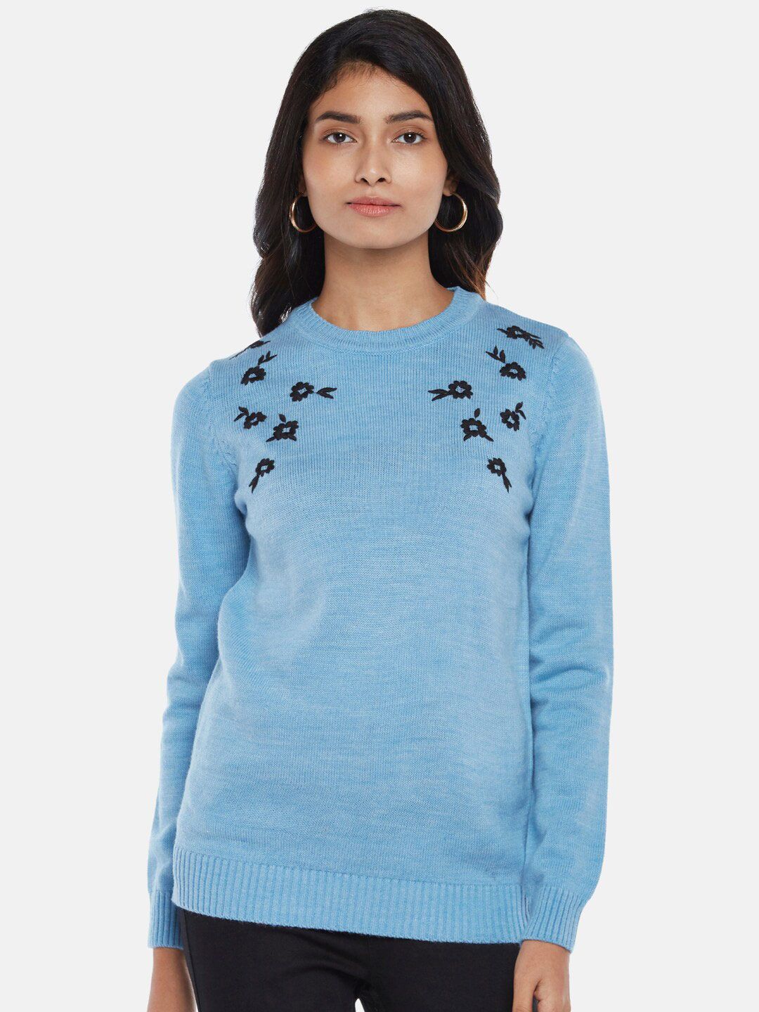 Honey by Pantaloons Women Blue & Black Pullover Price in India