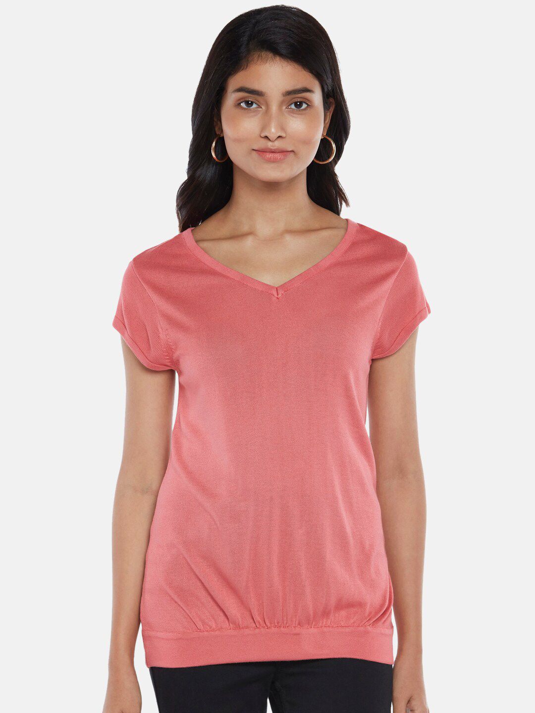 Honey by Pantaloons Women Solid Pink Pullover Price in India