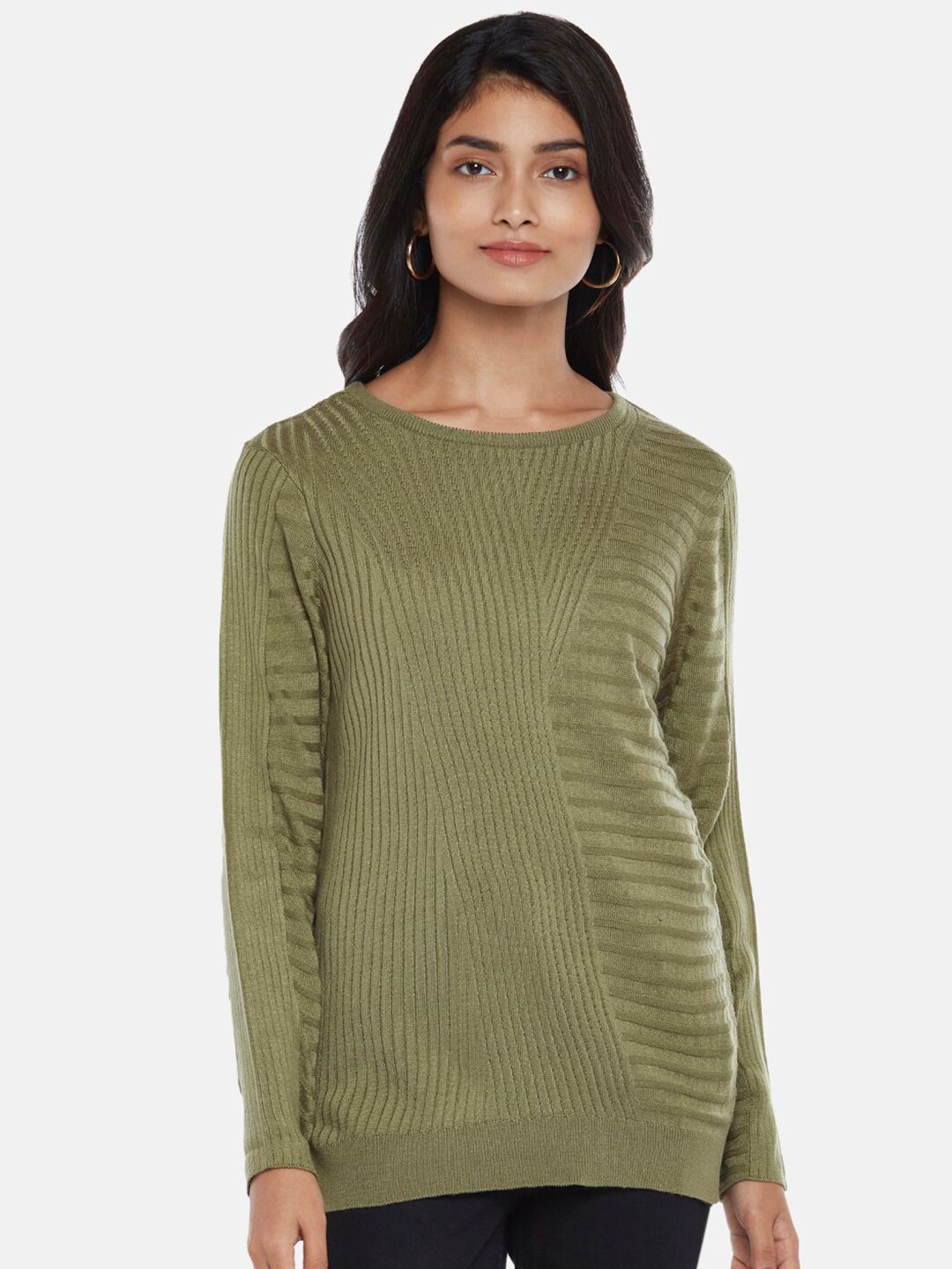Honey by Pantaloons Women Olive Green Pullover Price in India
