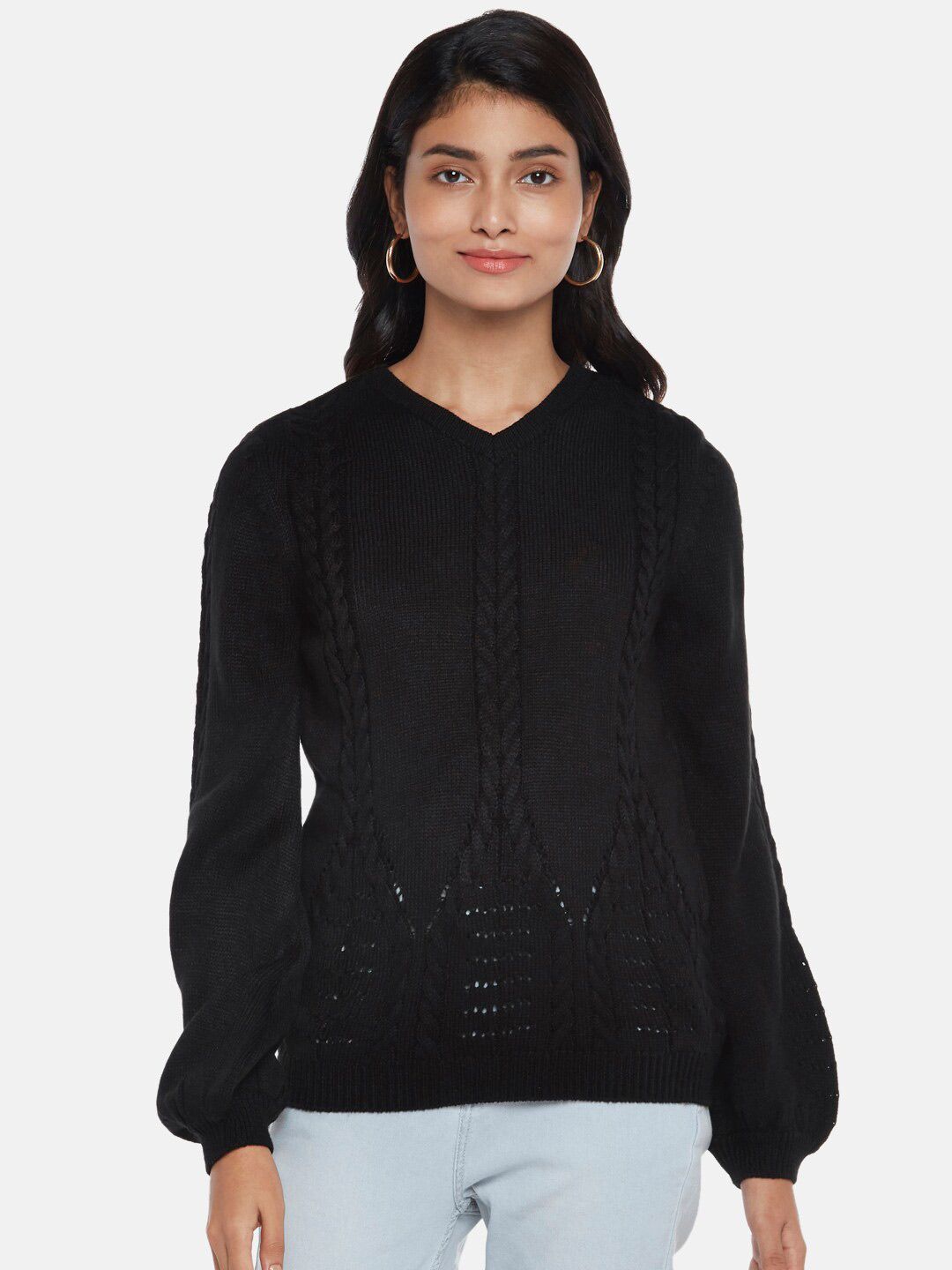 Honey by Pantaloons Women Black & french middle Pullover Price in India