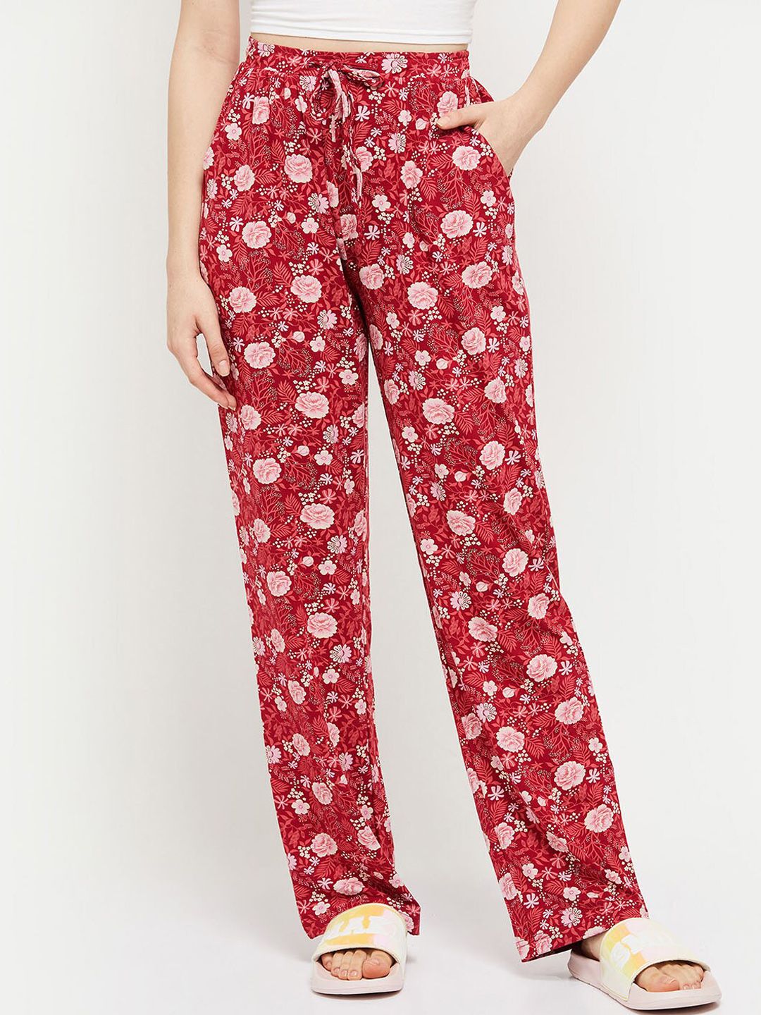 Max Women Red Printed Lounge Pants Price in India