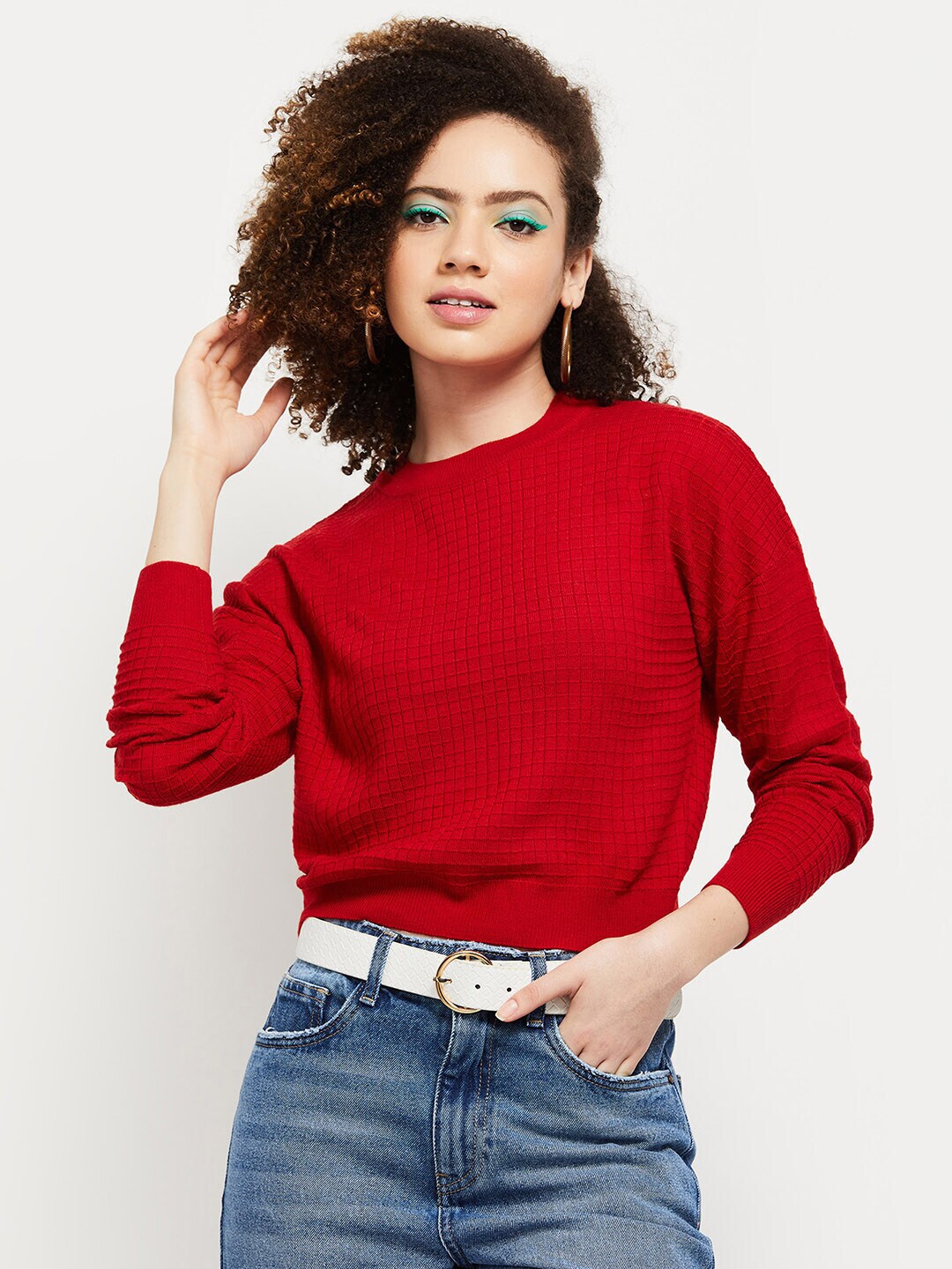 max Women Red Sweater Vest Price in India