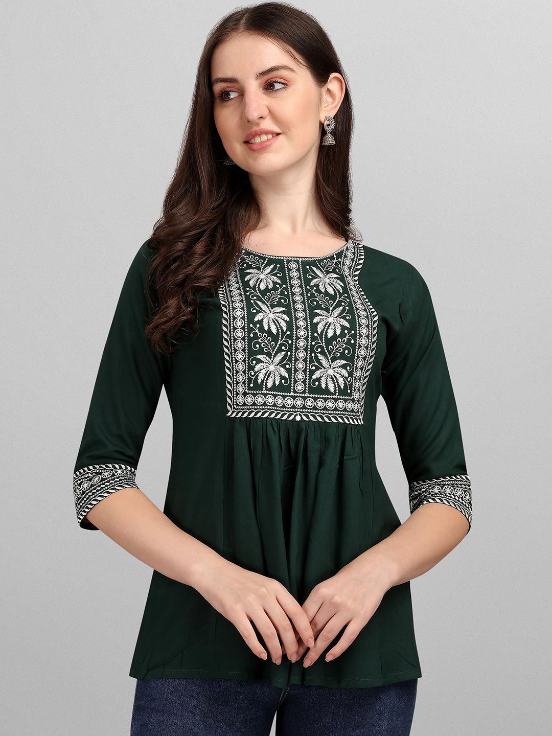 FabFairy Green Print Top Price in India