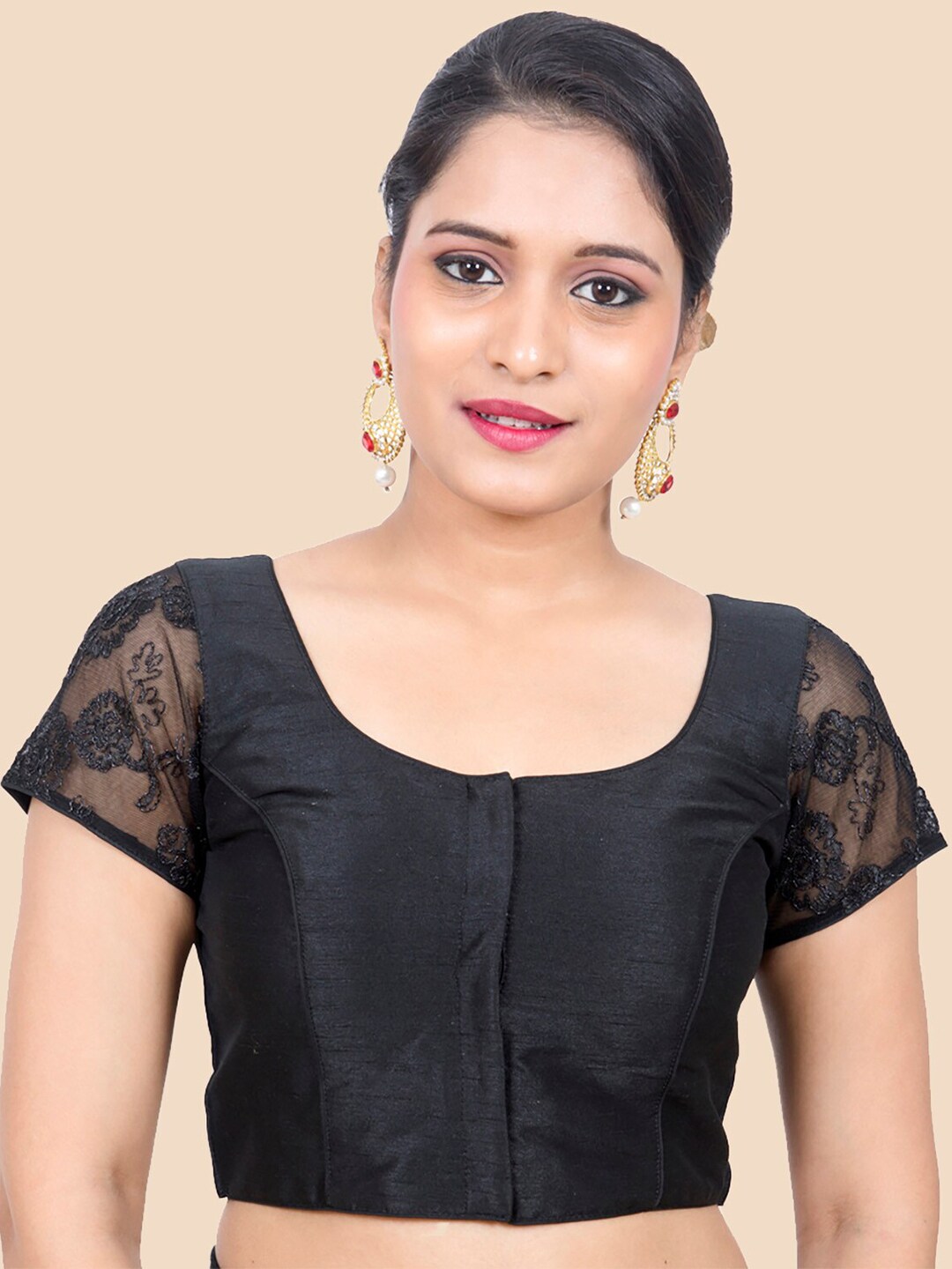 neckbook Black Solid Saree Blouse Price in India