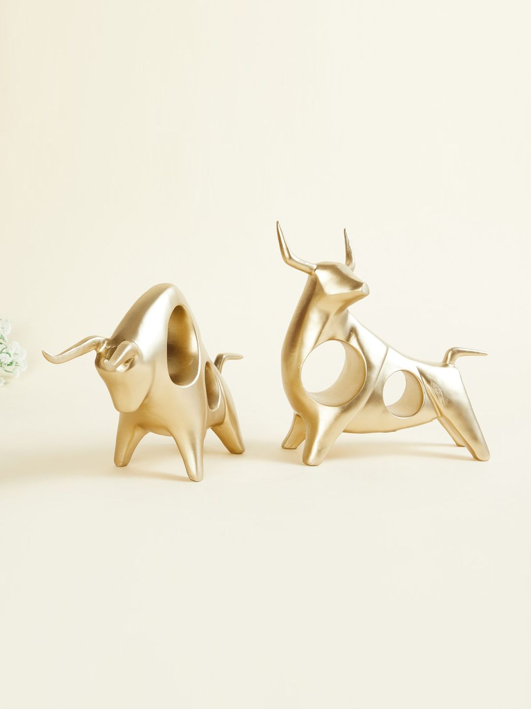 Home Centre Set of 2 Gold-toned Solid Ceramic Bull Figurine Price in India
