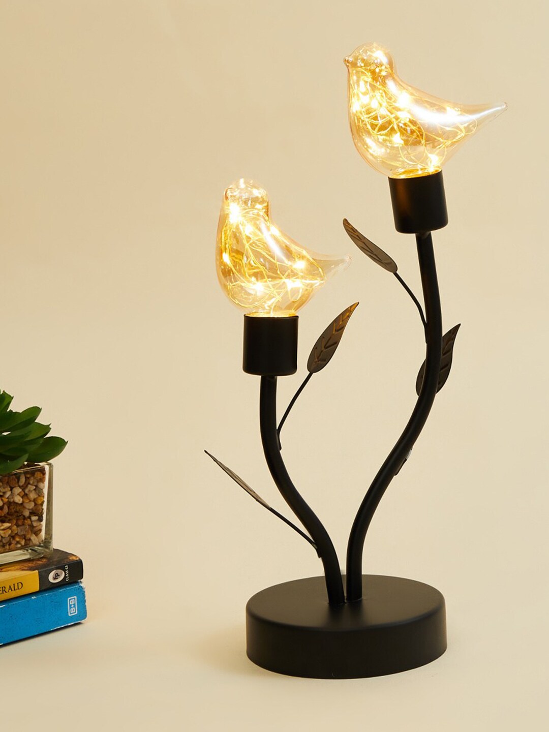 Home Centre Black & Gold-Toned Serene Metal LED Table Lamp Price in India