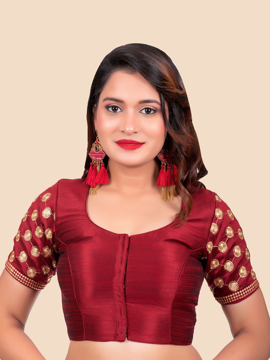 FEMMIBELLA Women Maroon Saree Blouse Price in India