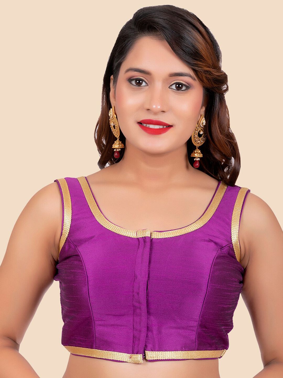 FEMMIBELLA Women Purple Solid Saree Blouse Price in India