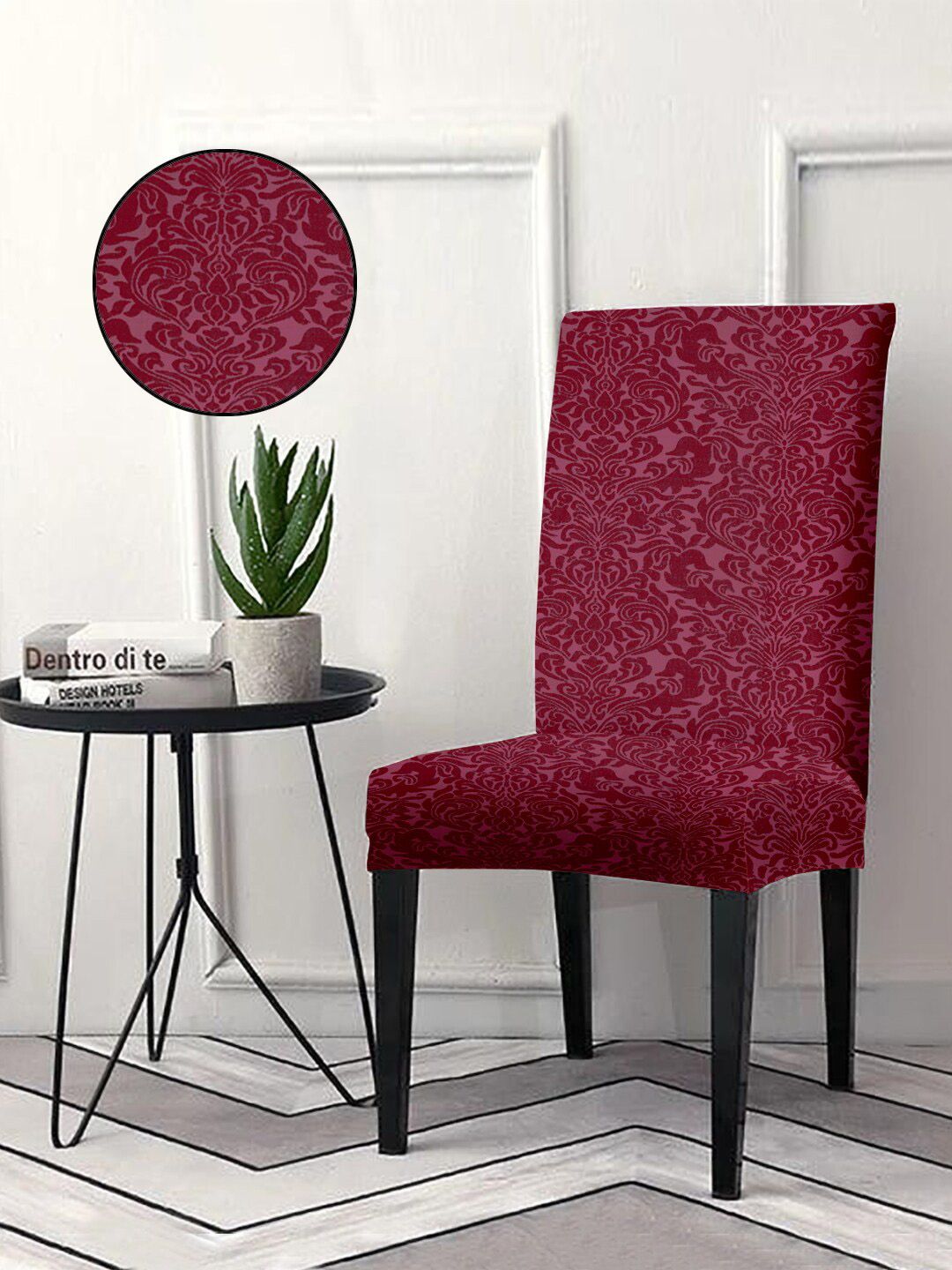 Cortina Maroon Polyester Chair Cover Price in India