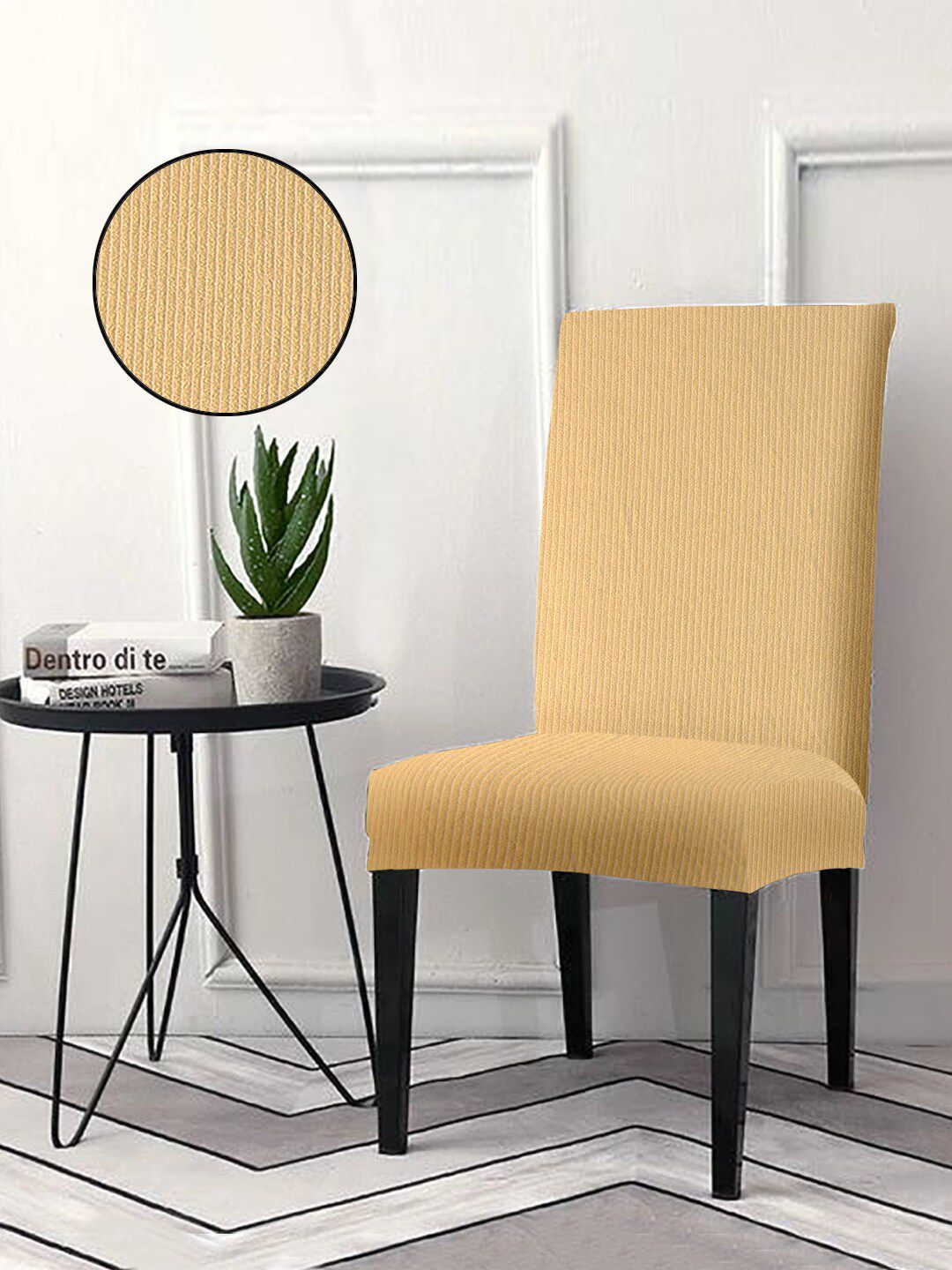 Cortina Cream -Coloured  Jacquard Chair Slipcover Price in India