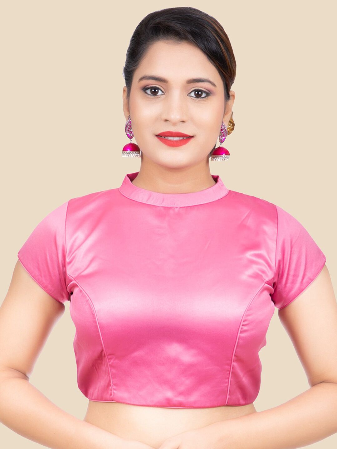 FEMMIBELLA Women Pink Padded Readymade Saree Blouse Price in India
