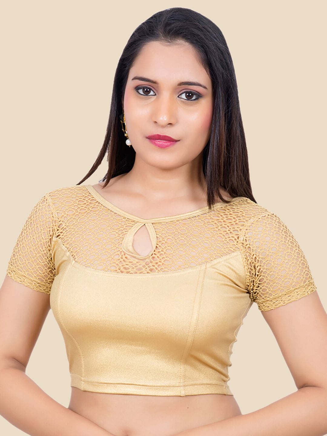 FEMMIBELLA Women Gold Solid Readymade Saree Blouse Price in India