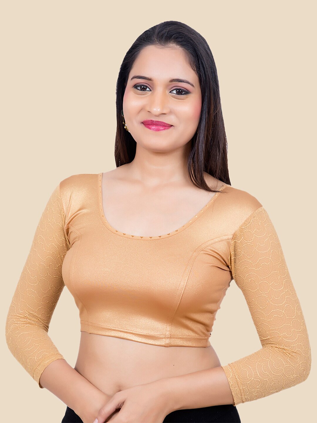 FEMMIBELLA Copper-colored Solid Saree Blouse Price in India