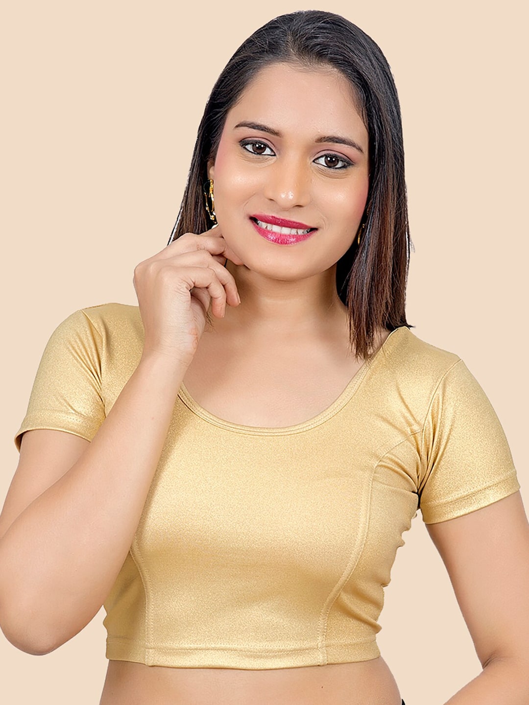 FEMMIBELLA Women Gold-Coloured Readymade Saree Blouse Price in India