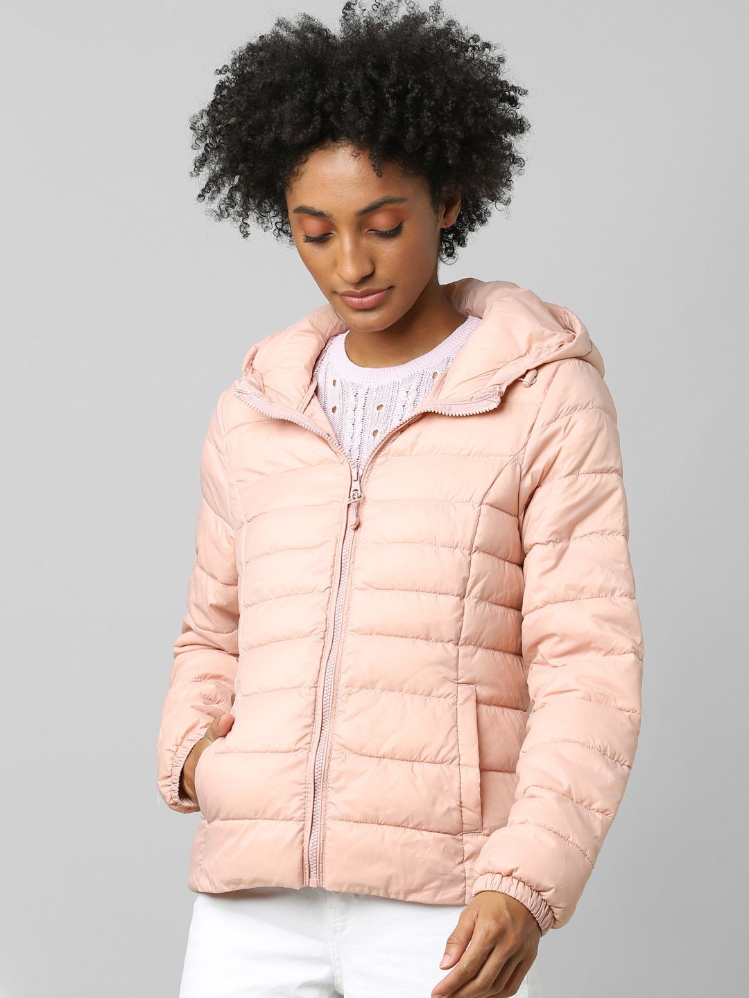 ONLY Women Pink Camouflage Longline Puffer Jacket Price in India