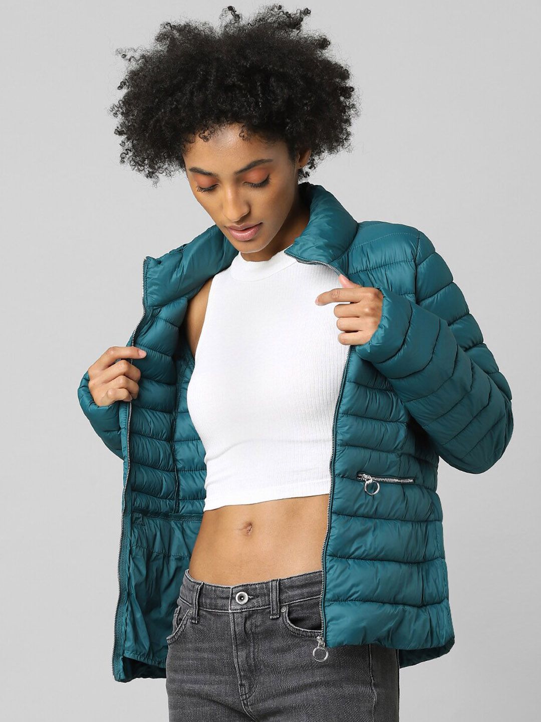 ONLY Women Green Longline Padded Jacket Price in India