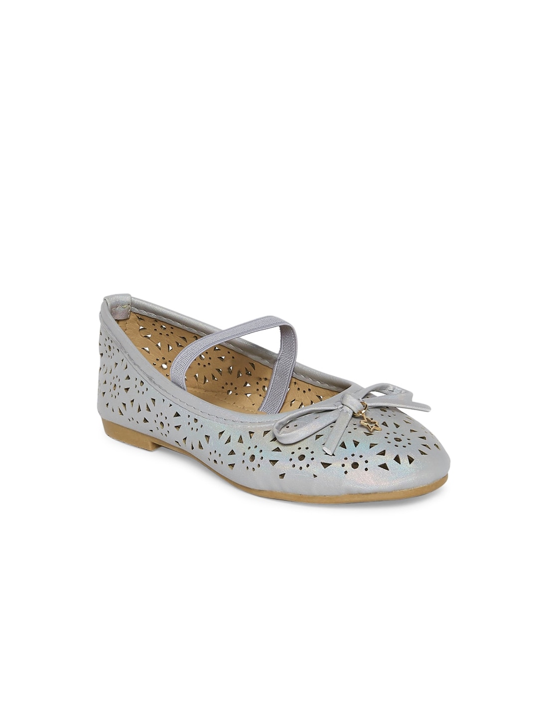 Pantaloons Junior Girls Grey Ballerinas With Laser Cuts Flats Price in India
