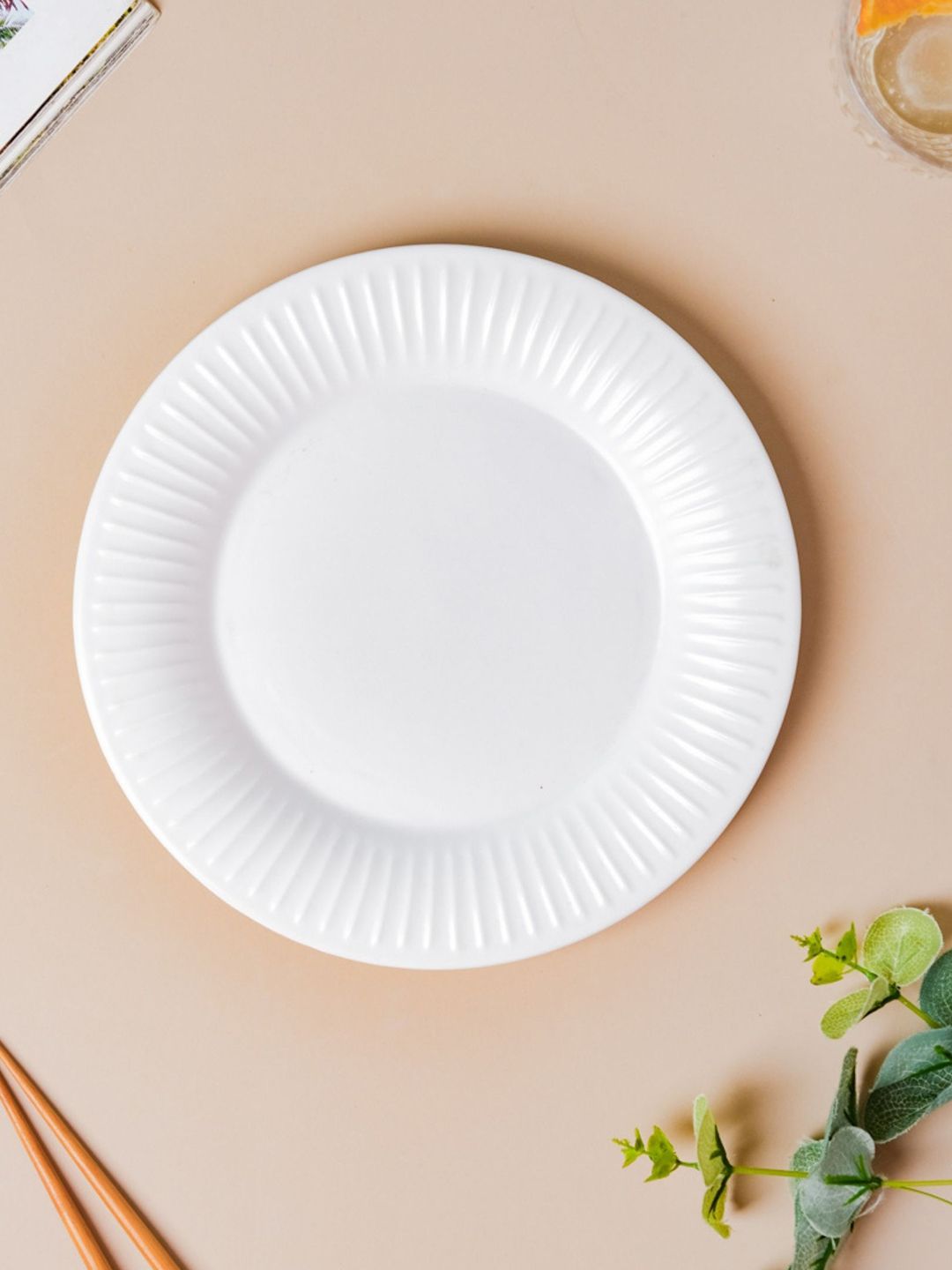 Nestasia White Textured Large Ceramic Royal Plate Price in India