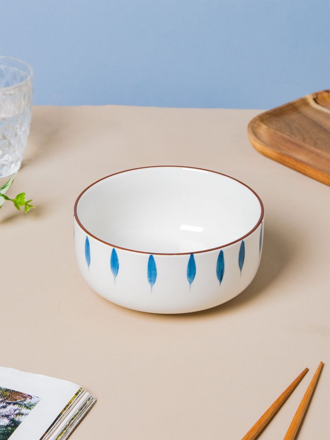 Nestasia White & Blue Nitori Ceramic Serving Snack Bowl Price in India