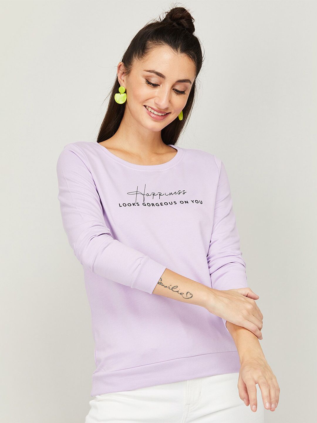 Fame Forever by Lifestyle Women Purple Printed Sweatshirt Price in India