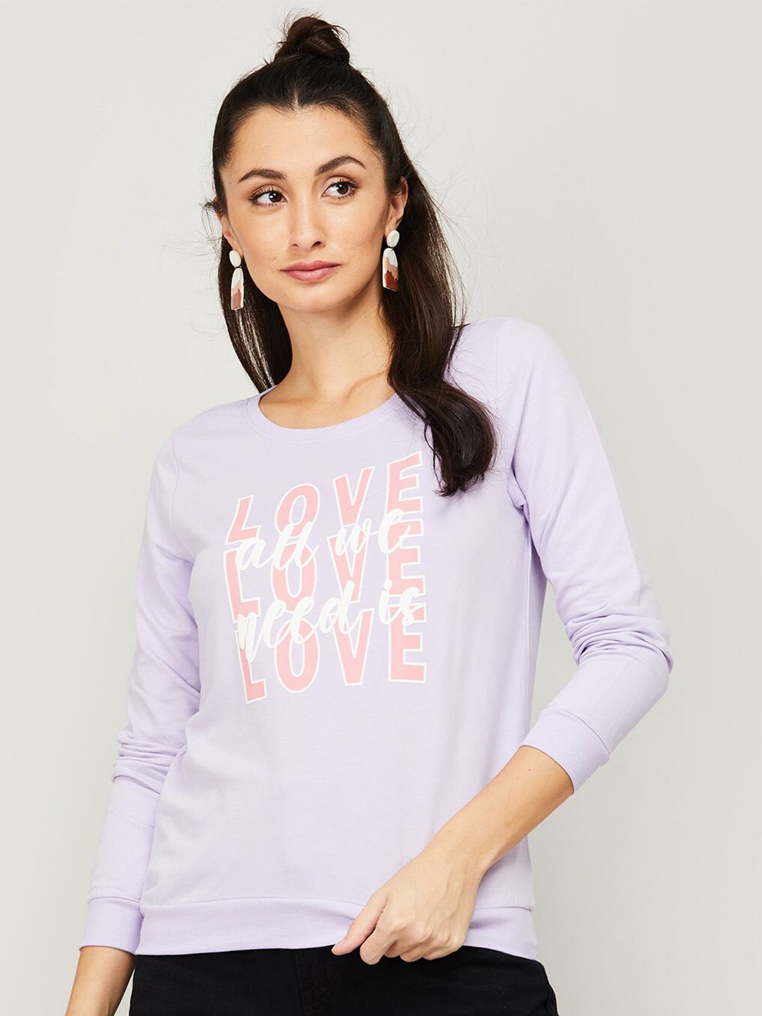 Fame Forever by Lifestyle Women Purple Printed Sweatshirt Price in India