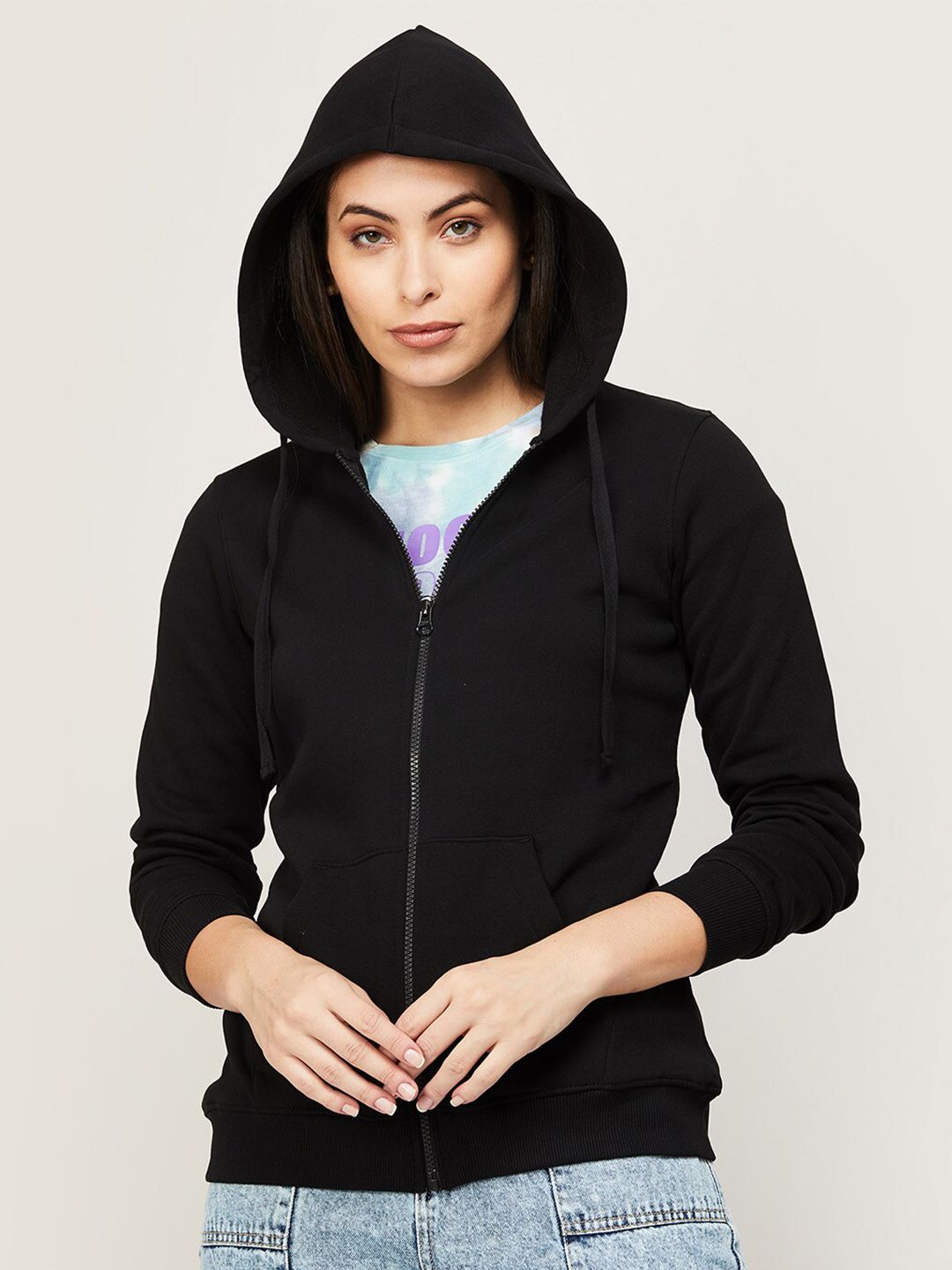 Fame Forever by Lifestyle Women Black Hooded Sweatshirt Price in India