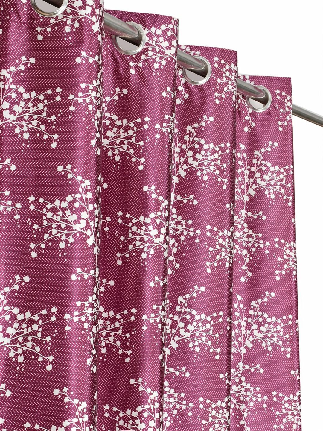 MULTITEX Purple & White Set of 2 Floral Door Curtain Price in India