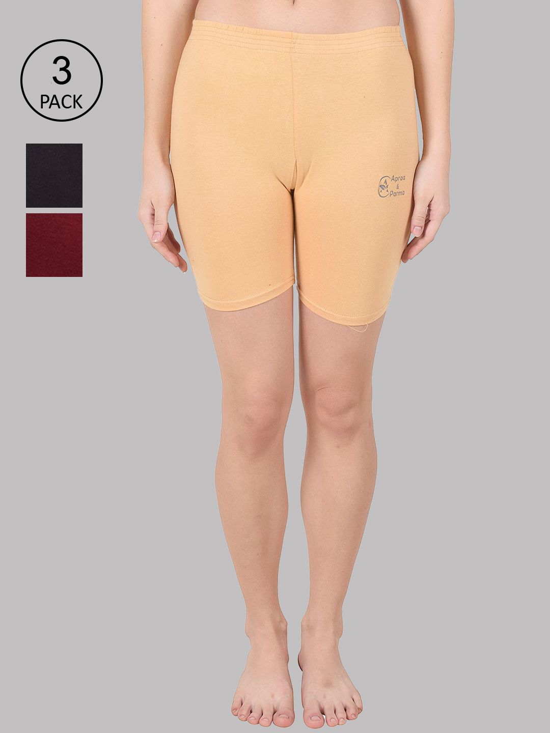 Apraa & Parma Women Beige Slim Fit Cycling Sports Shorts Price in India