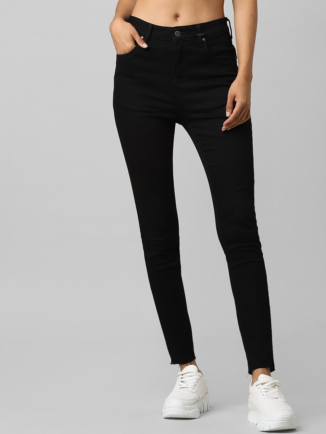 ONLY Women Black Skinny Fit High-Rise Jeans Price in India