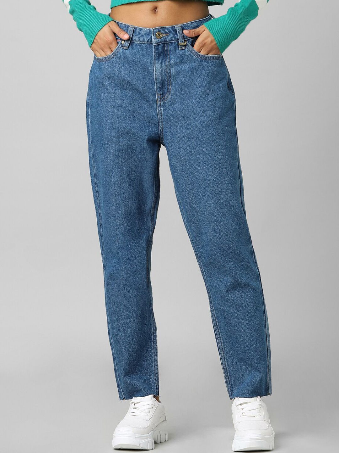 ONLY Women Blue Straight Fit High-Rise Light Fade Jeans Price in India