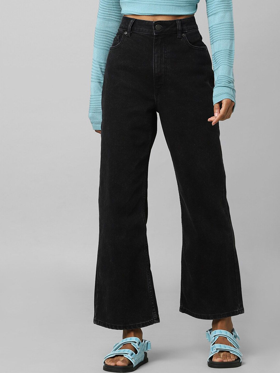 ONLY Women Black Bootcut High-Rise Jeans Price in India