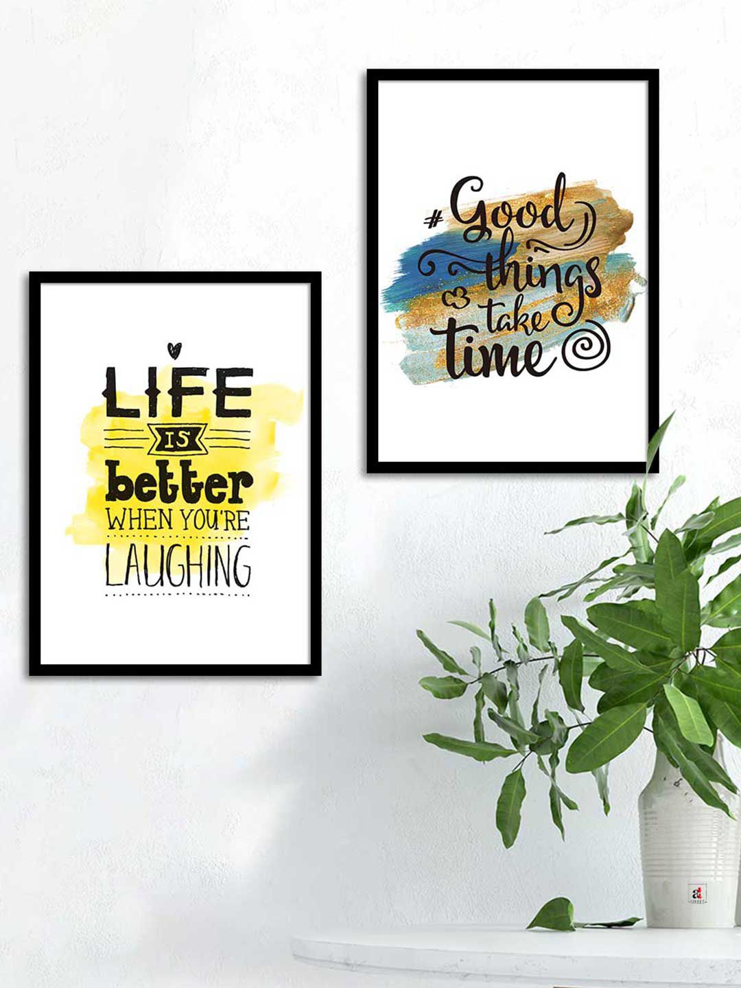 Art Street Set Of 2 Black & White Motivational Art Printed Wall Art Price in India