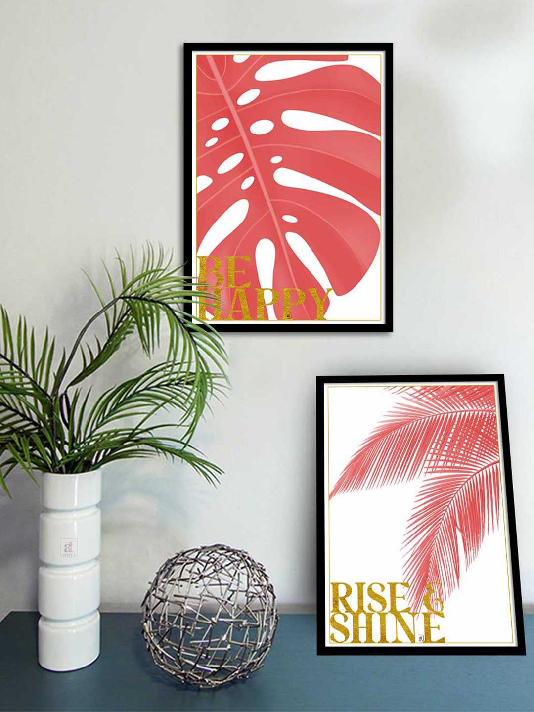 Art Street Set Of 2 White & Red Motivational Art Printed Framed Wall Painting Price in India