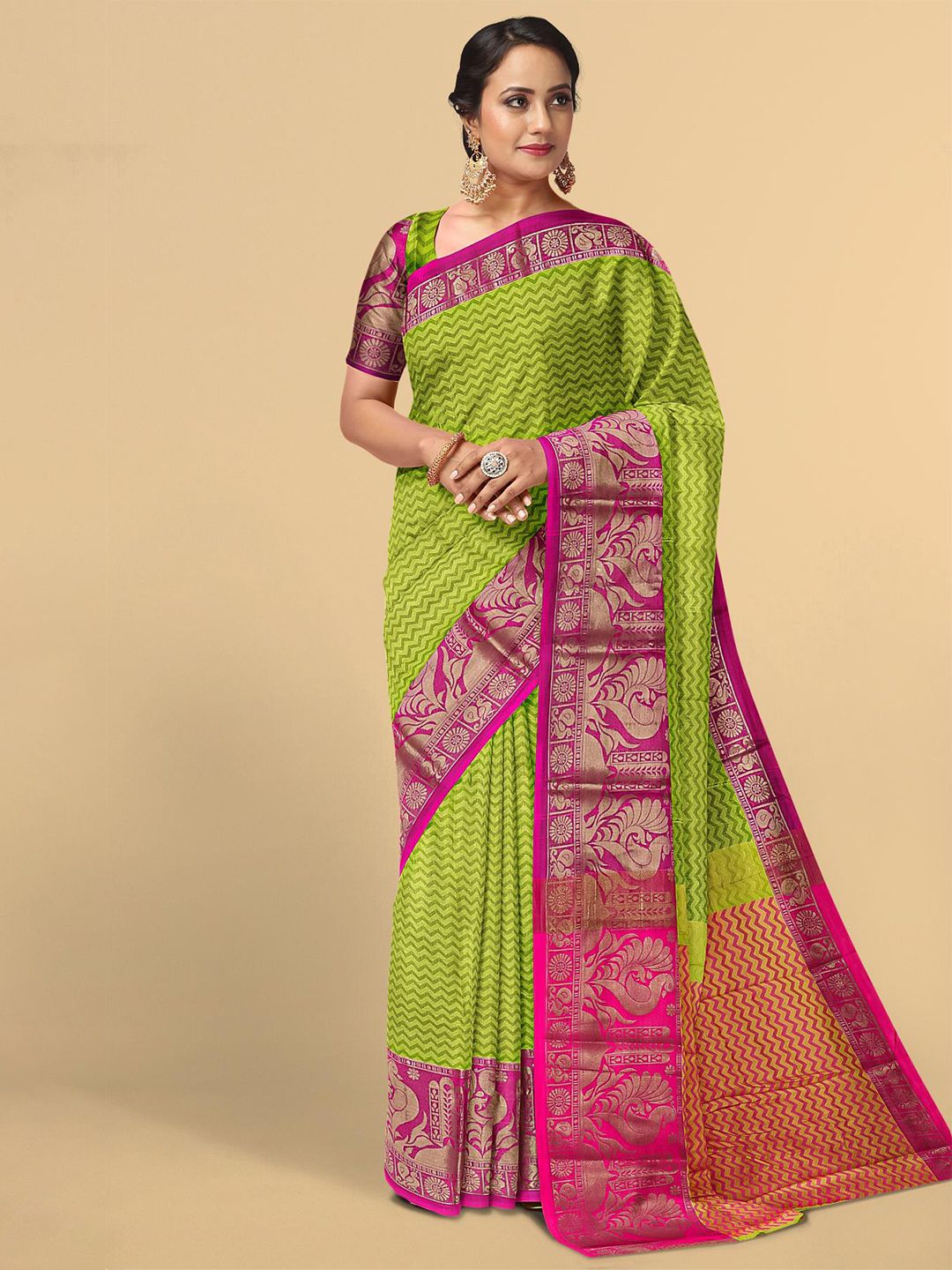 Kalamandir Olive Green & Green Ready to Wear Saree Price in India
