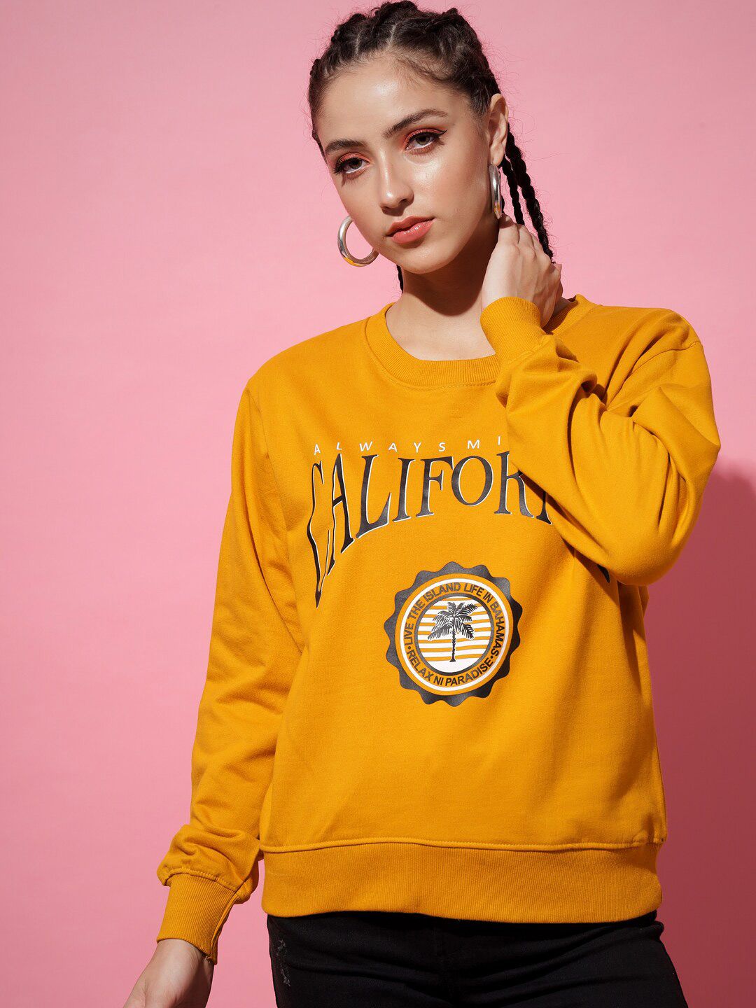 The Dry State Women Mustard Printed Sweatshirt Price in India