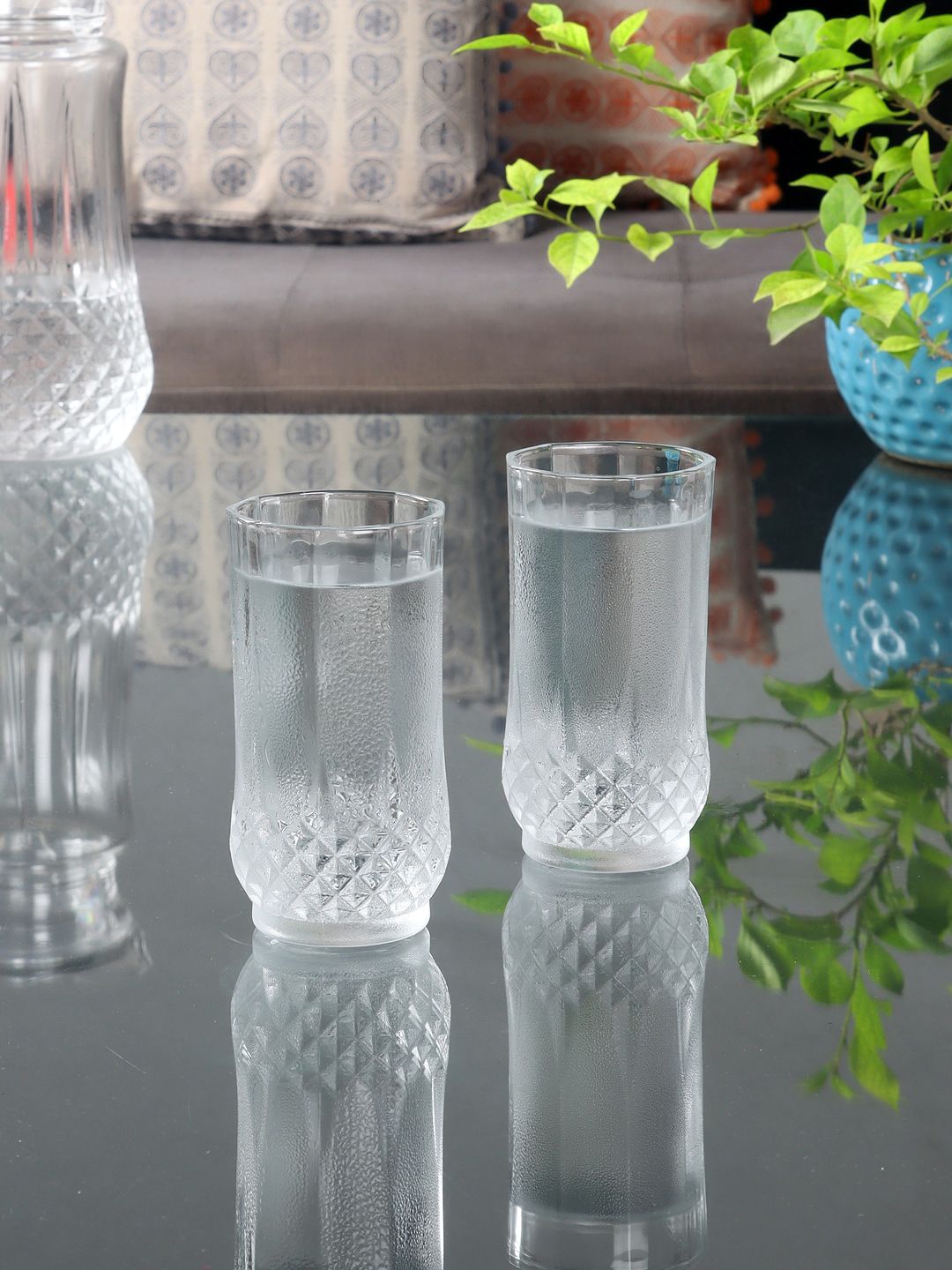 ceradeco Set of 6 Transparent Textured Juice Glass Price in India