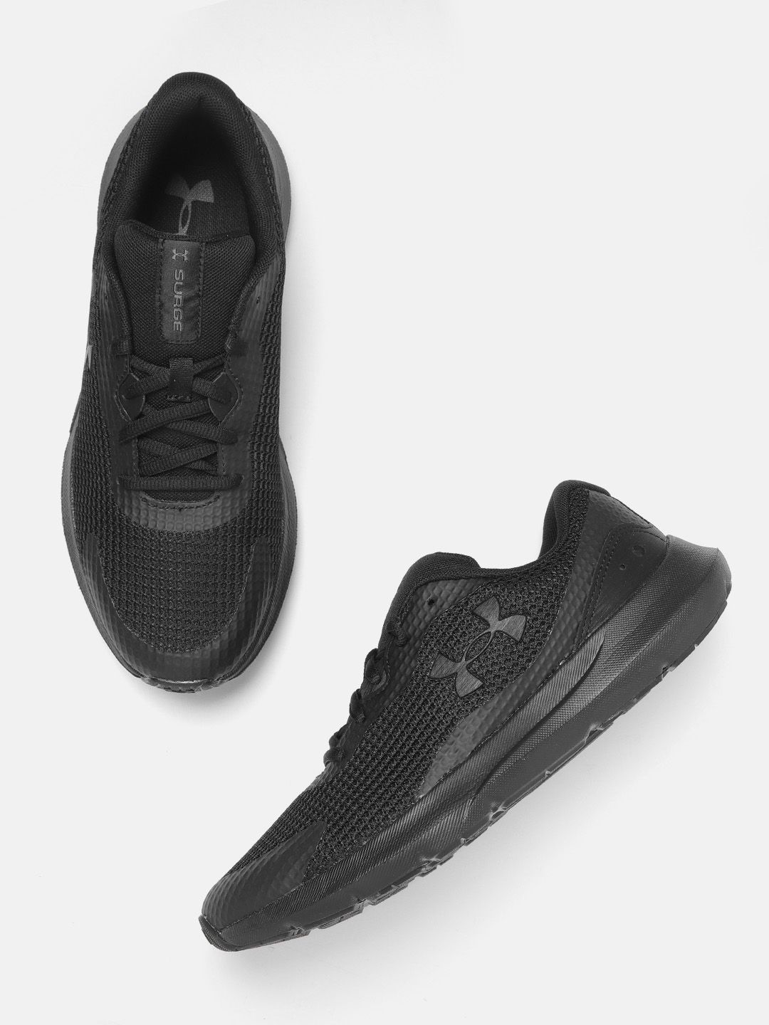 UNDER ARMOUR Women Black Woven Design Surge 3 Running Shoes Price in India