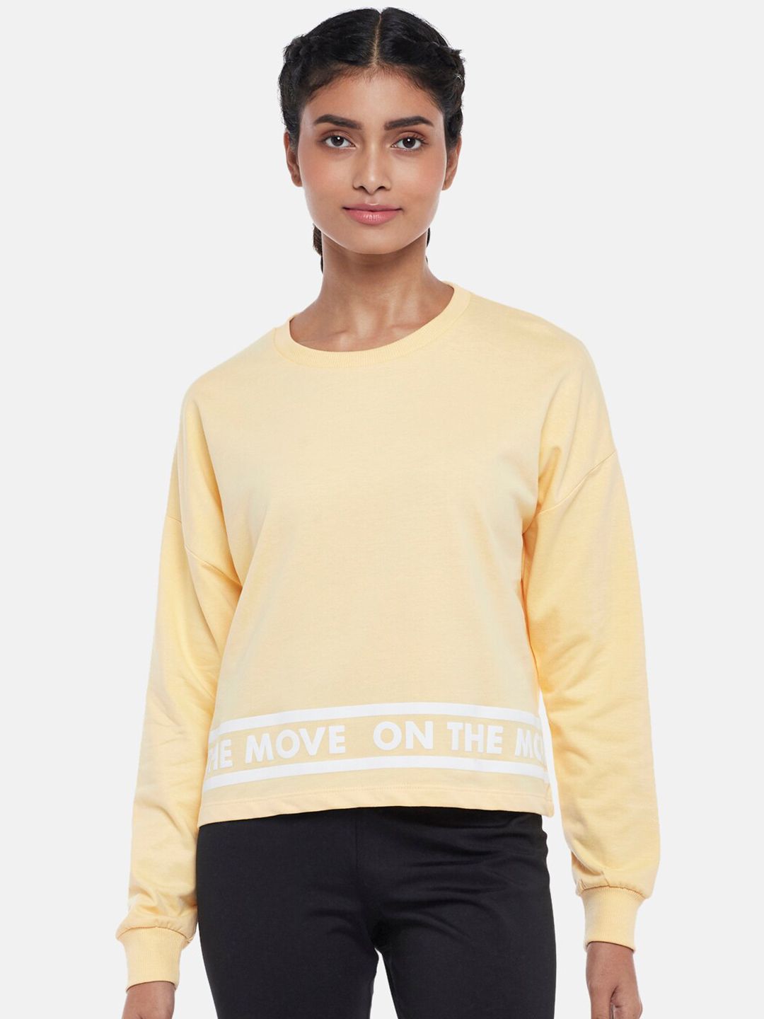 Ajile by Pantaloons Women Yellow Printed Sweatshirt Price in India