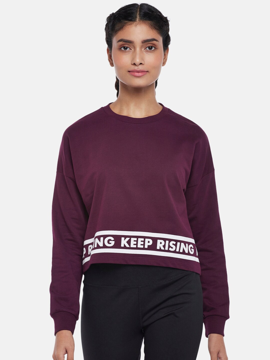 Ajile by Pantaloons Women Purple Printed Sweatshirt Price in India