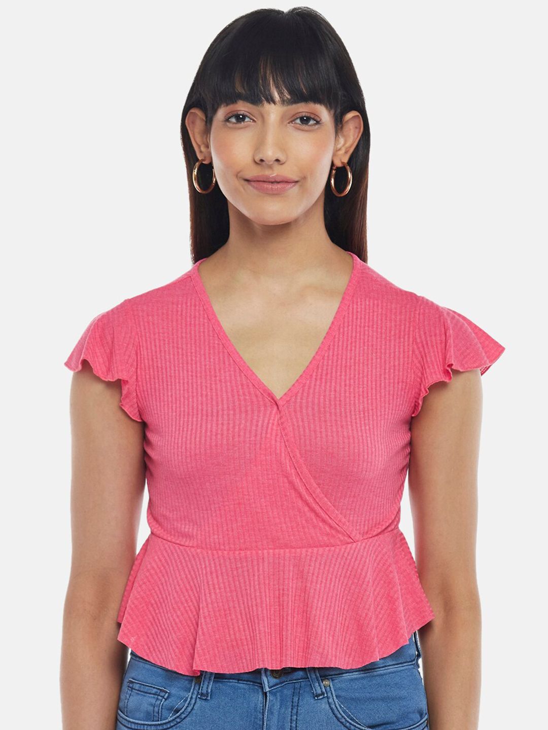 People Pink Wrap Top Price in India