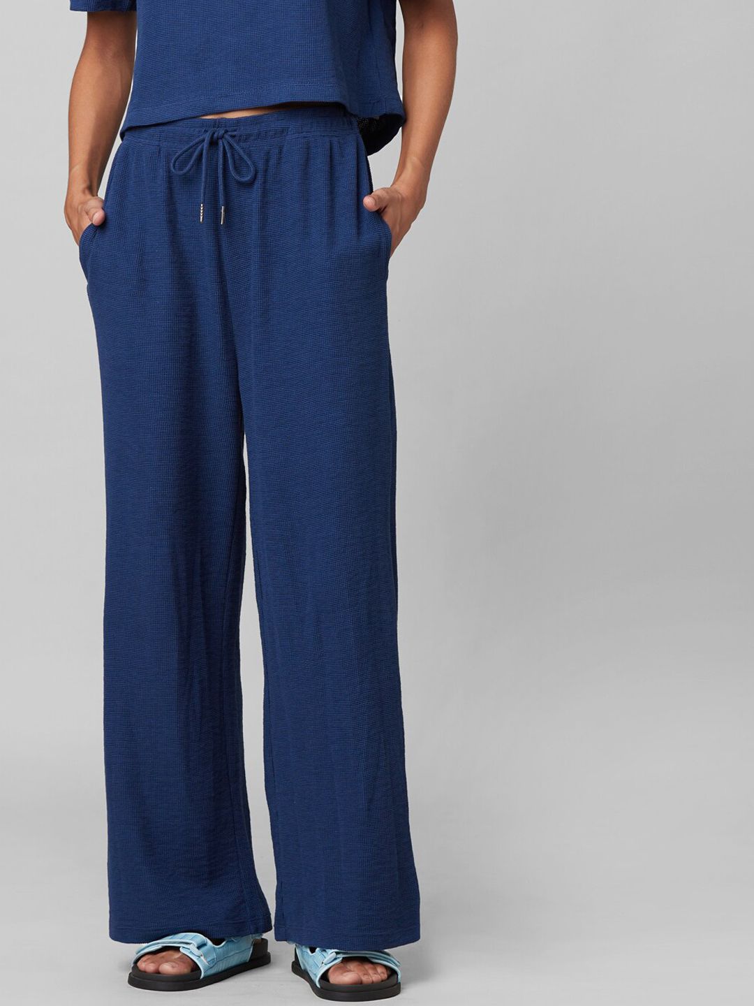 ONLY Women Blue High-Rise Trousers Price in India