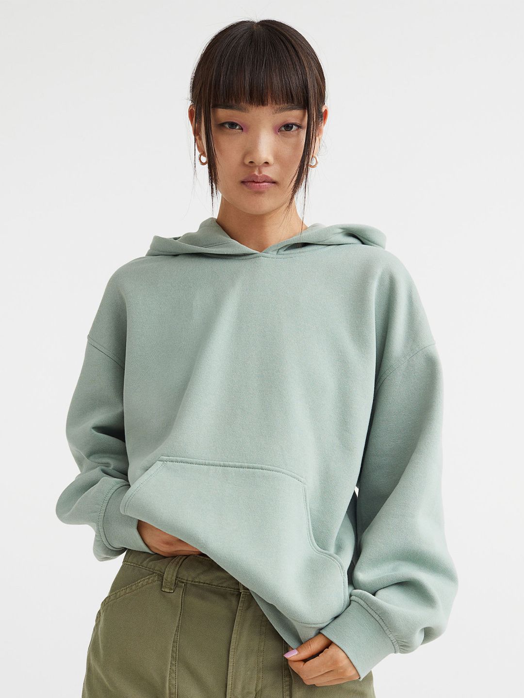 H&M Women Green Oversized Hoodie Price in India