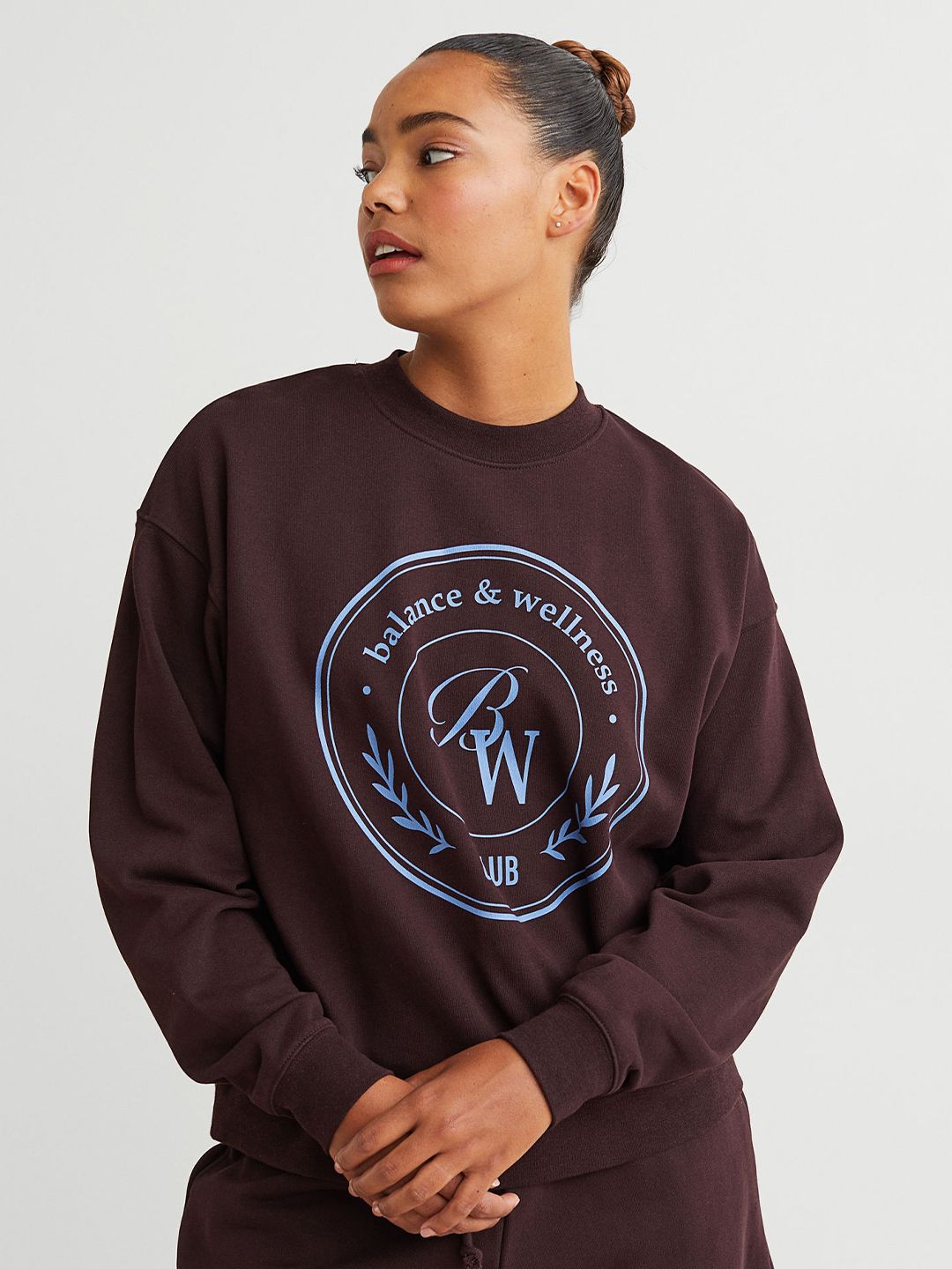 H&M Brown Printed Sweatshirt Price in India
