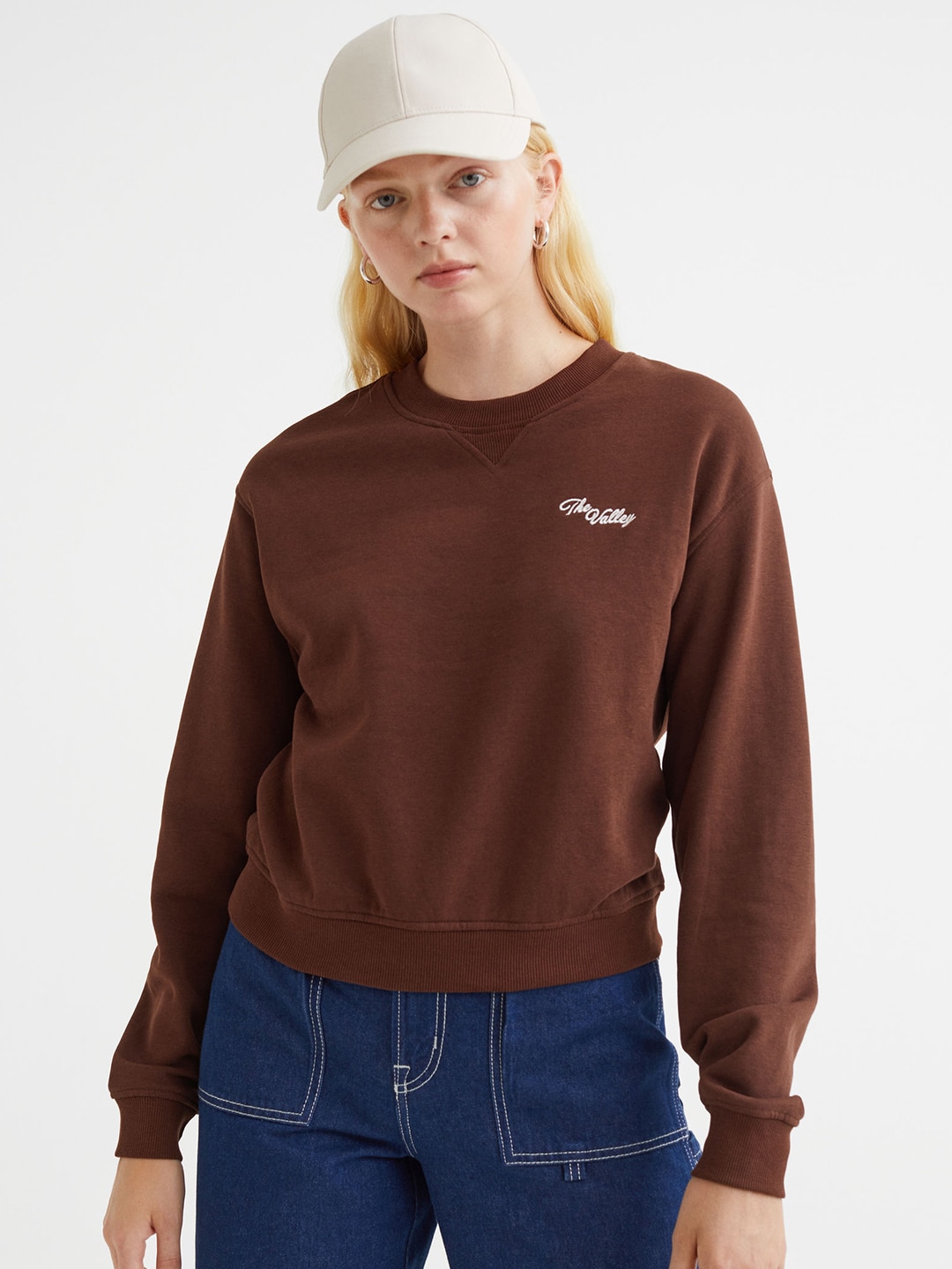 H&M Women Brown Printed Sweatshirt Price in India