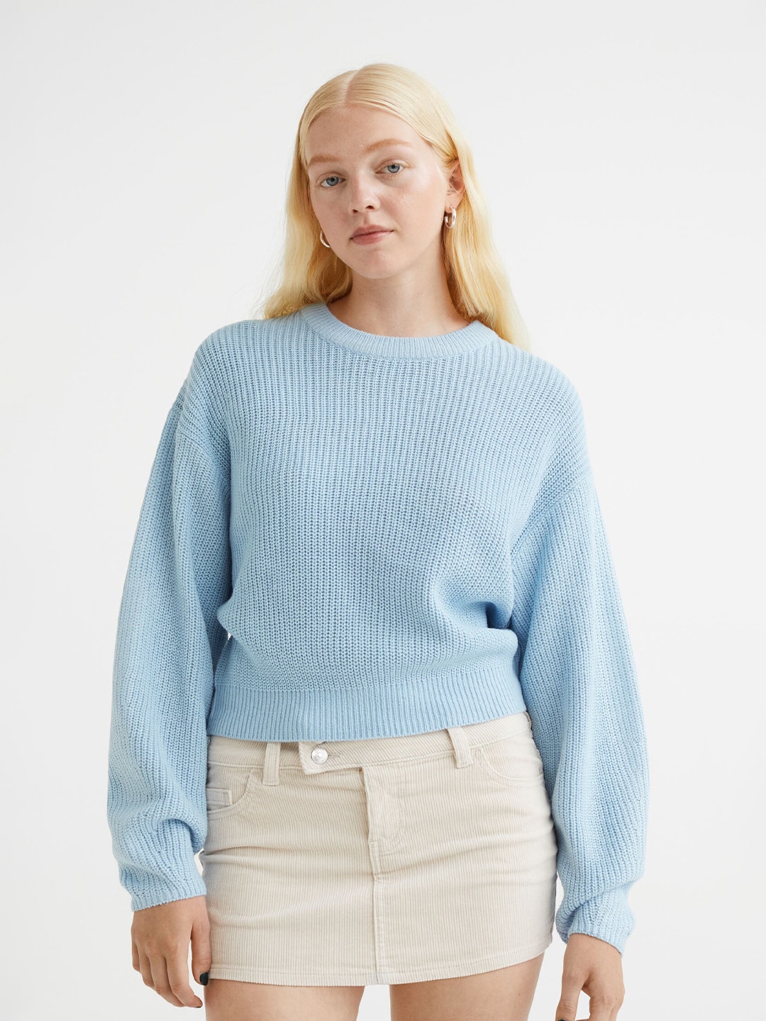 H&M Women Blue Knitted Acrylic Jumper Price in India